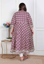 Thumbnail for Miravan Plus Size Women'S Cream Embroidered Cotton Anarkali Kurta And Dupatta - Distacart