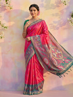 Thumbnail for Shree Shyam Fashion Pink Soft Silk Saree - Distacart