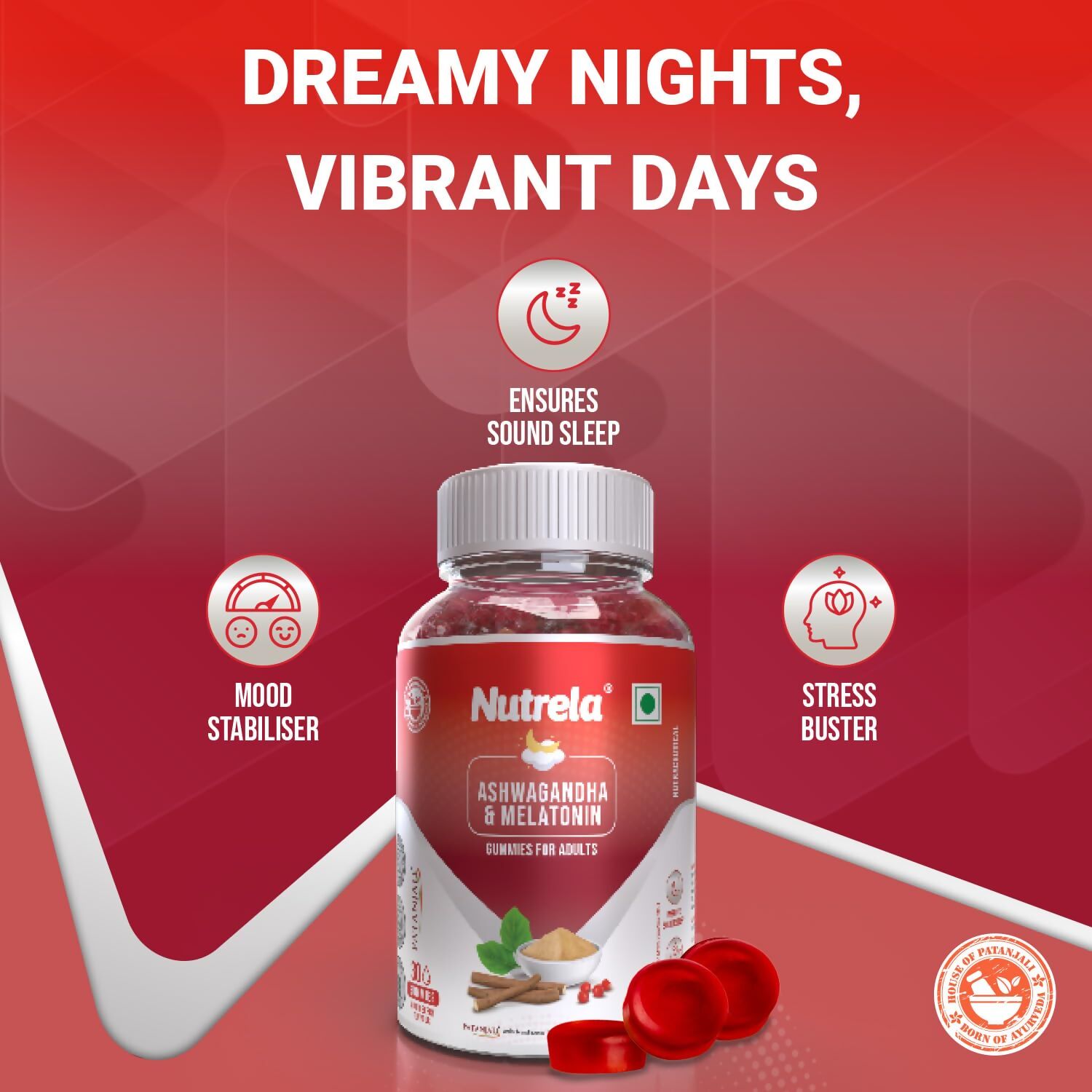 Patanjali Nutrela Ashwagandha & Melatonin Gummies - Distacart