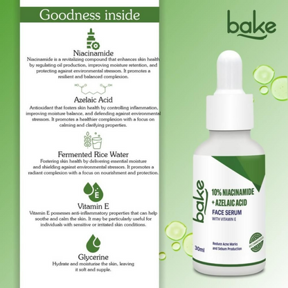Bake 10% Niacinamide & Azelaic Acid Face Serum With Vitamin E - Distacart