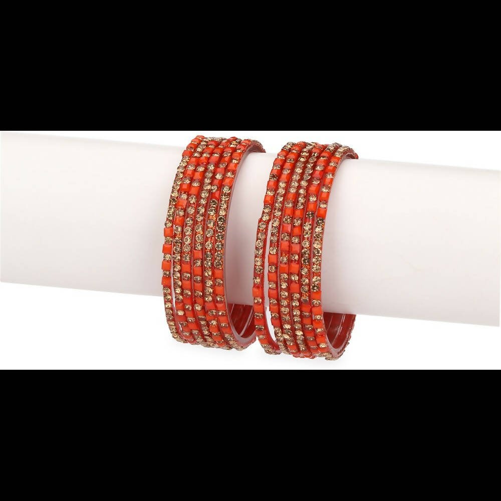 Afast Bridal Wedding & Party Fashionable Colorful Glass Bangle/Kada Set, Pack Of 12 - Red - Distacart