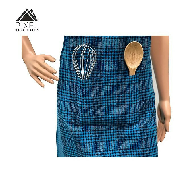 Pixel Home Decor Cotton Apron With Front Pocket-Blue Stripe Apron - Dista