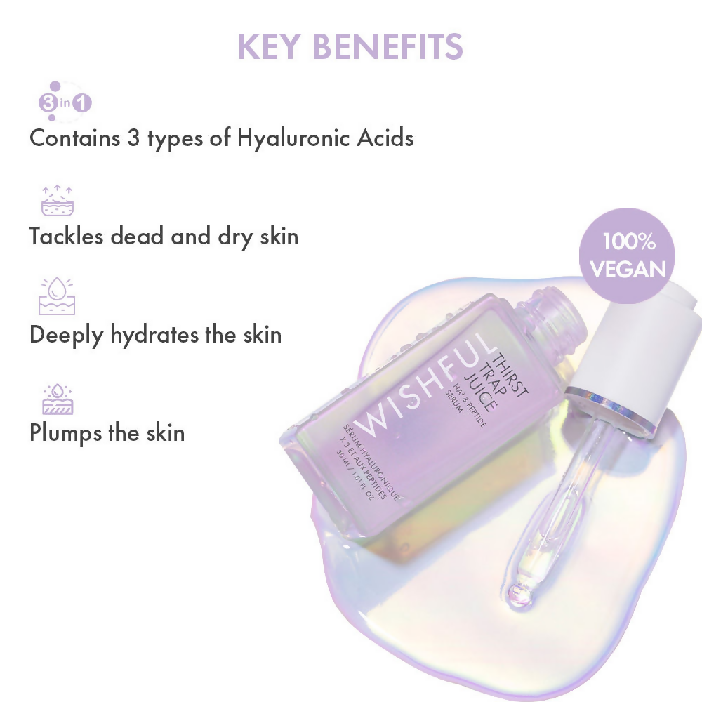 Wishful By Huda Beauty Thirst Trap Juice HA3 & Peptide Serum - Korean Skincare - Distacart