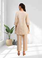 Thumbnail for Joban Fashion Cream Linen Embroidered Readymade Cord Set - Distacart