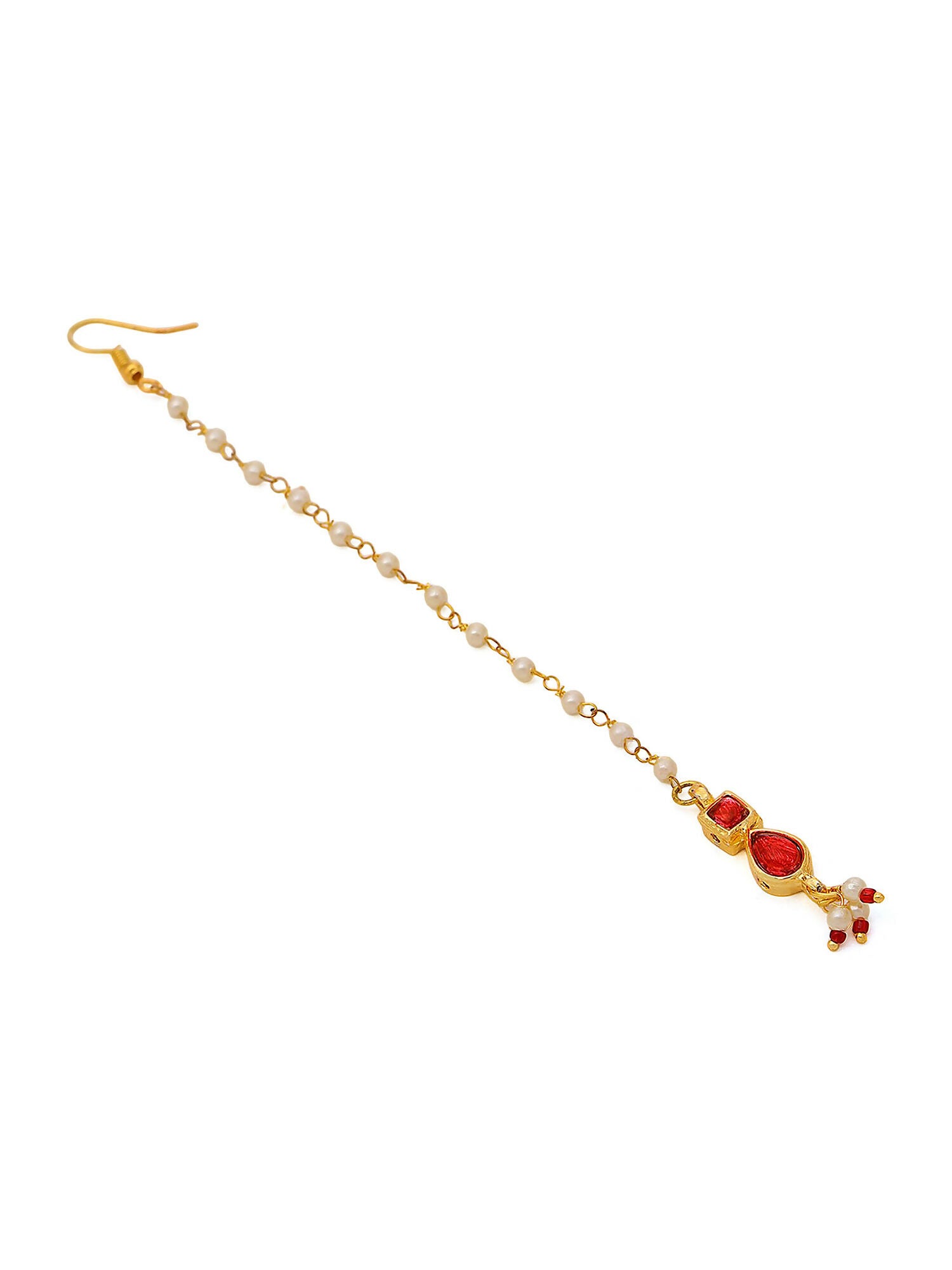 Ruby Raang Red Kundan Maang Tikka