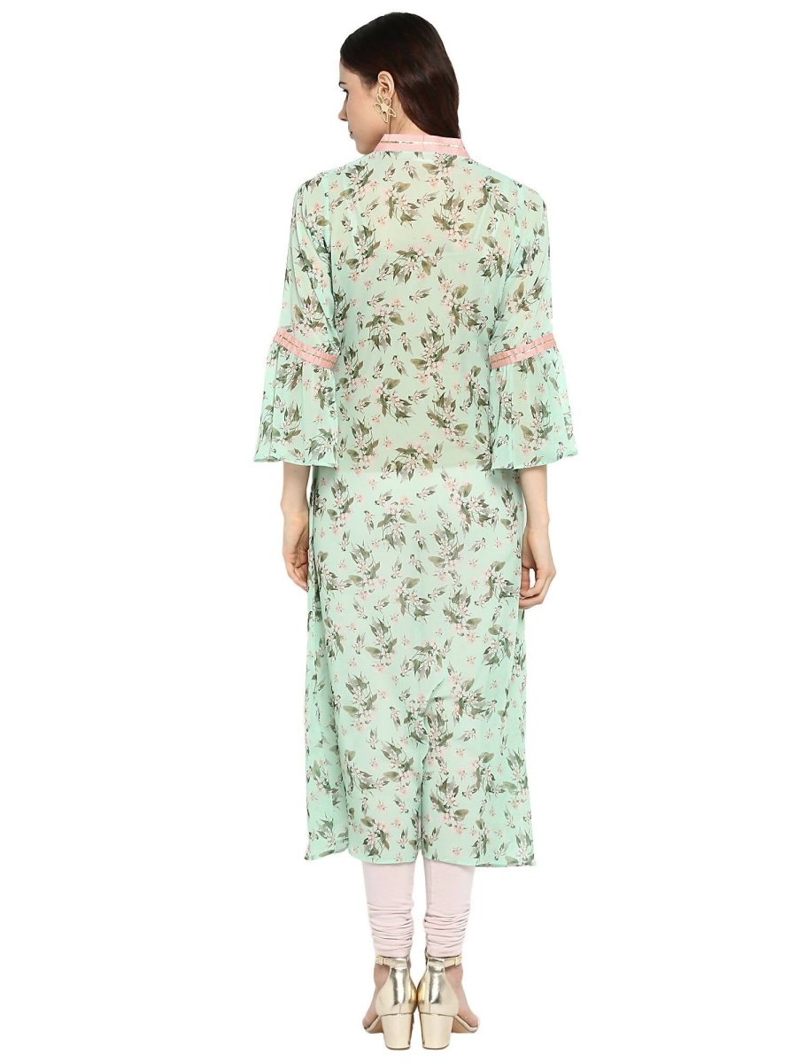 Ahalyaa Women's Yellow Geogette Digital Print Kurta - Distacart