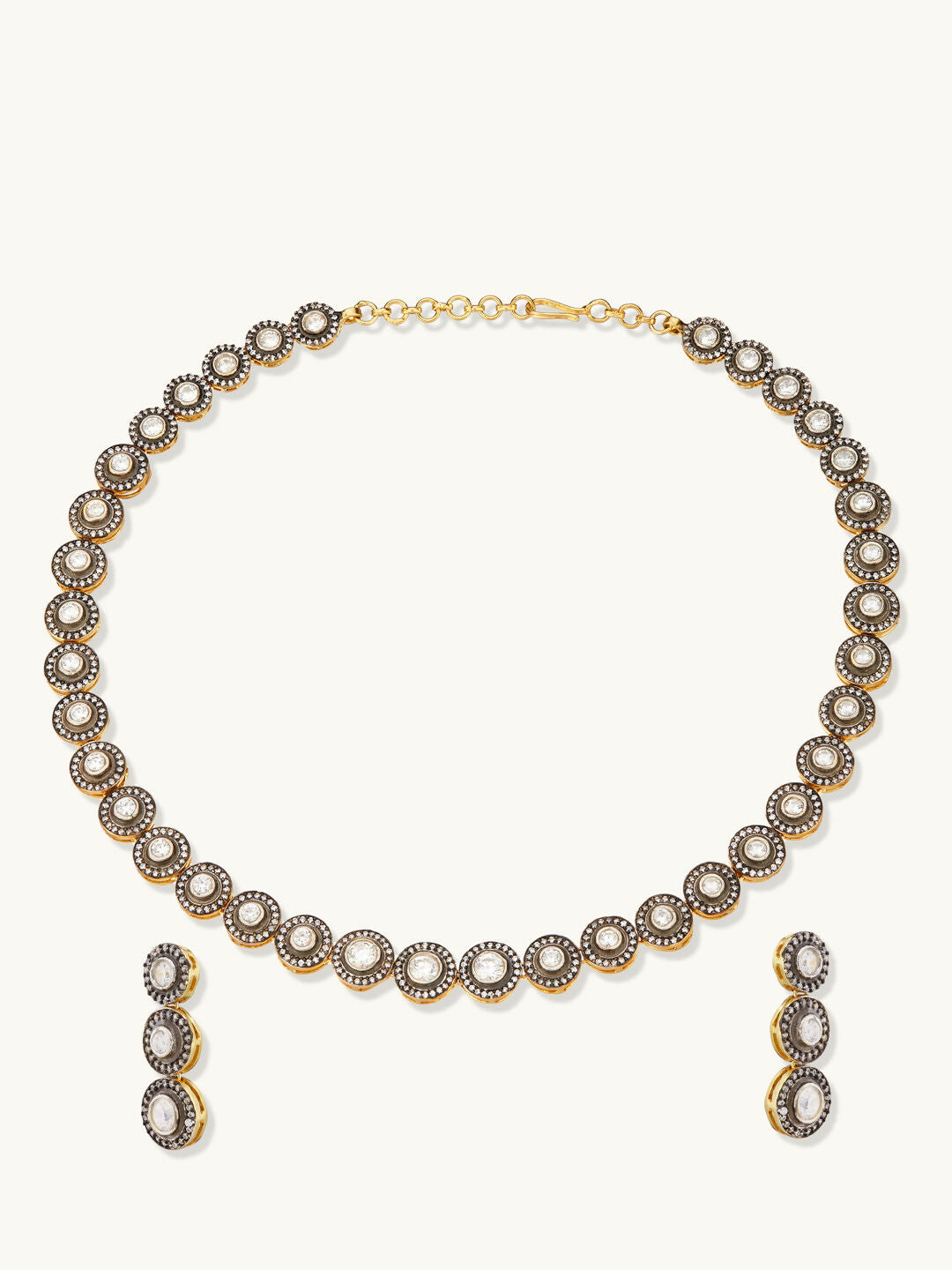 Nuyug 22K Gold-Plated Crystal Stone Studded Necklace Set