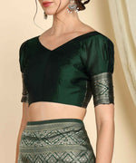 Thumbnail for Preksha Creation Designer Women Banarasi Soft Silk Saree - Green - Distacart