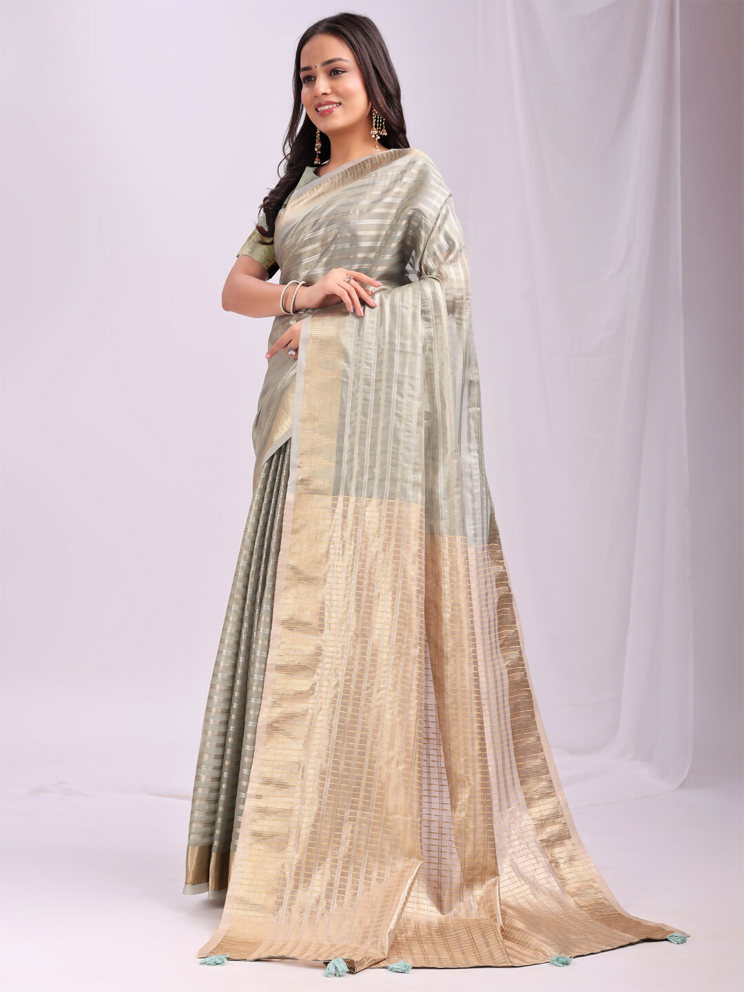 Astita Organza Grey Saree