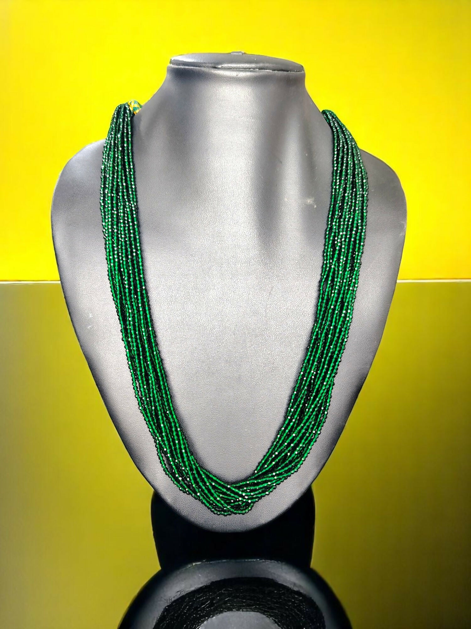 Inhanns Crystal Beads Luxe Edition – Multi-Layered Necklace - Dark Green - Distacart