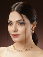 Thumbnail for NVR Women's Gold-Plated American Diamond Studded Handcrafted Jewellery Set - Distacart