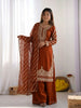 Teeya Creation New latest Trendy Embroidery Beads Work Kurta Sharara Set - Orange - Dista