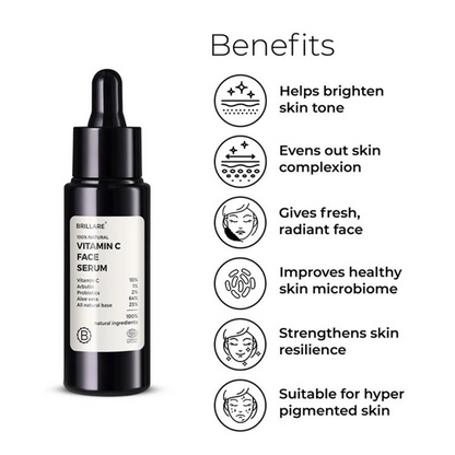 Brillare 10% Vitamin C Face Serum & Vitamin C Powder Face Wash - Dista