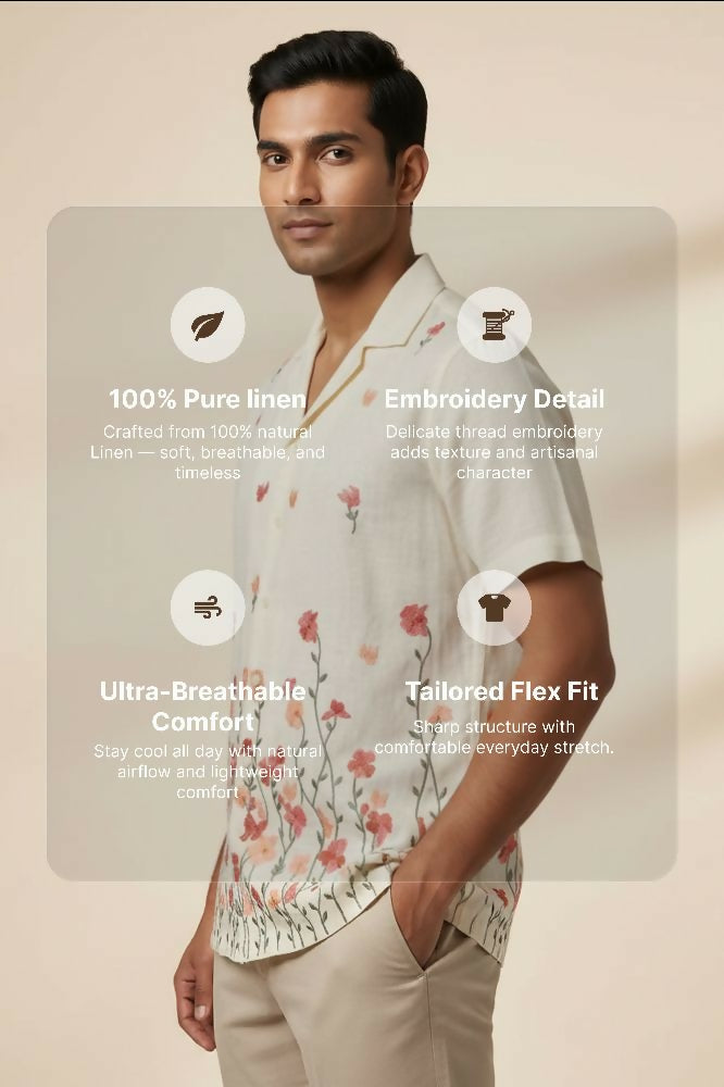 Meadow — Floral Embroidered Linen Shirt by Hilo Design - Dista