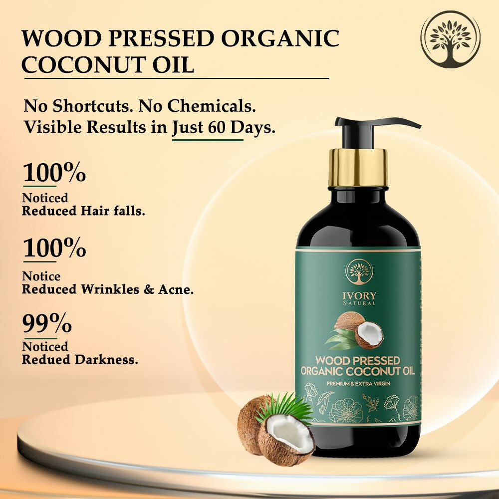 Ivory Natural Wood Pressed Organic Coconut Oil , Premium Extra Virgin Oil - For Radiant Skin, Hair Wellness & Baby Care - Distacart