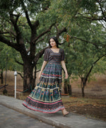 Thumbnail for Aayaa Pure Chanderi Gown With Heavy Digital Print - Multi Color - Distacart
