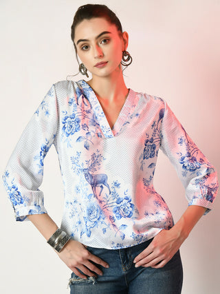 Myshka Women's White Printed Top - Distacart