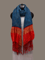 Thumbnail for Teal and Red Bandhani Kanchipuram Silk Handloom Dupatta with Border Design - Global Threads - Distacart