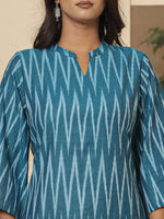 Thumbnail for Yufta Teal Blue Cotton Ikat Co-Ord Set