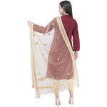 Thumbnail for A R SILK Light golden Color Flower mirror Orgenza cotton Dupattas and Chunnis