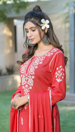 Thumbnail for BulBul Akshyani Rust Rayon Kurta Set with Dupatta