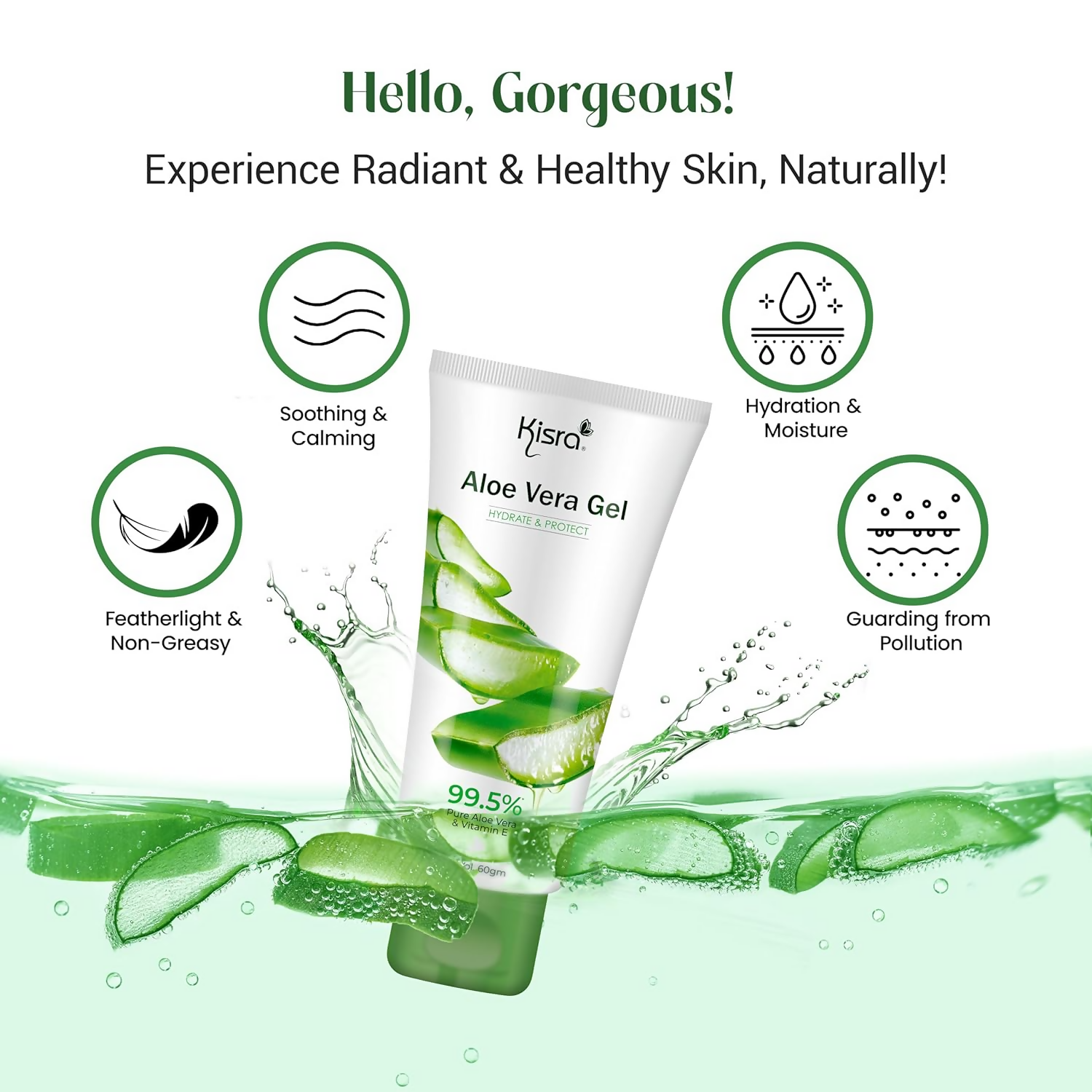 Kisra 99.5% Pure & Organic Aloe Vera Gel - Distacart