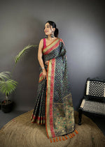 Thumbnail for Joban Fashion Navy Blue Patola Soft Silk Patola Saree - Distacart