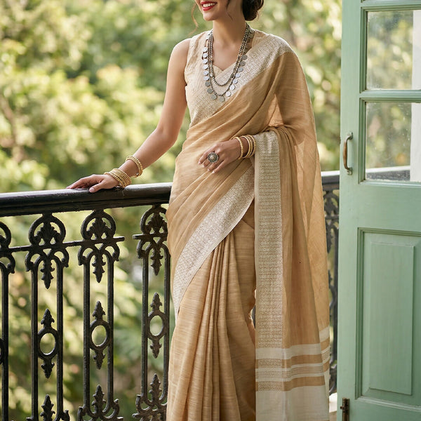 Shree Shyam Fashion Mustard Yellow Linen Saree - Distacart