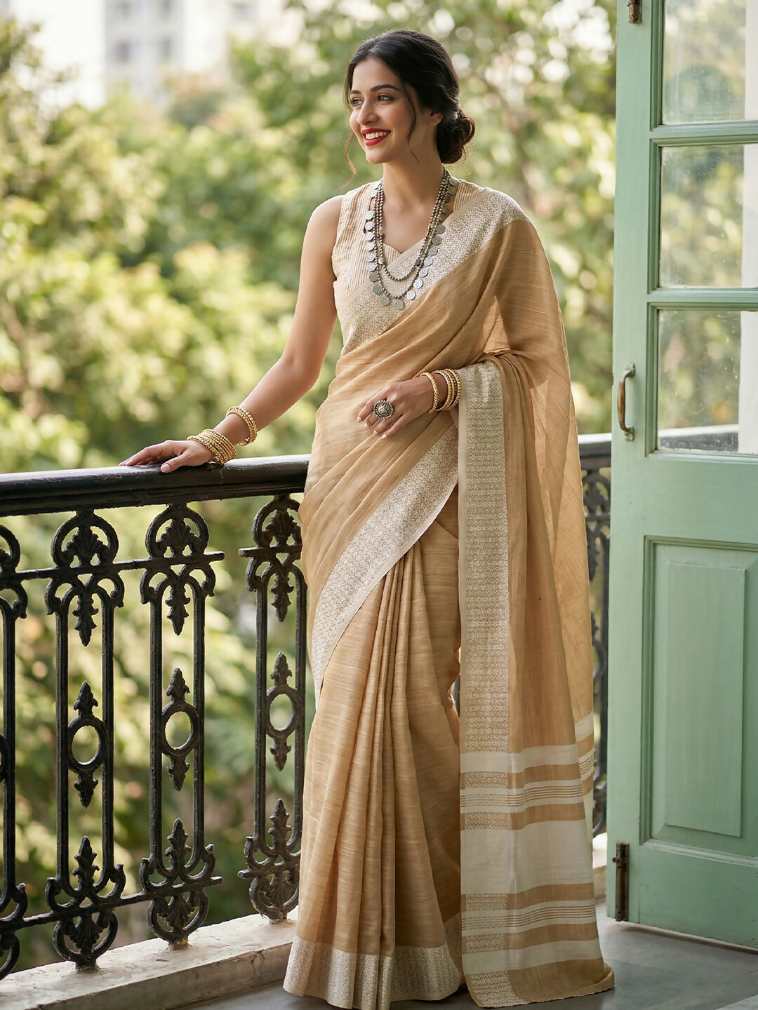 Shree Shyam Fashion Mustard Yellow Linen Saree - Distacart