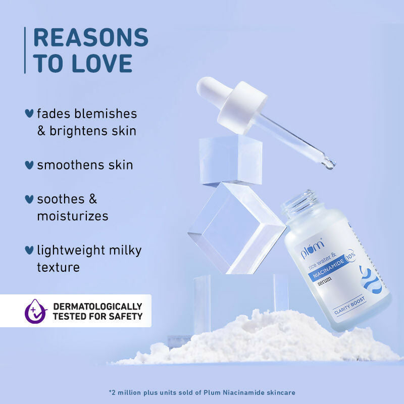 Plum 10% Niacinamide Brightening Face Serum With Rice Water - Fades Blemishes & Dark Spots, Beginner Friendly - Distacart