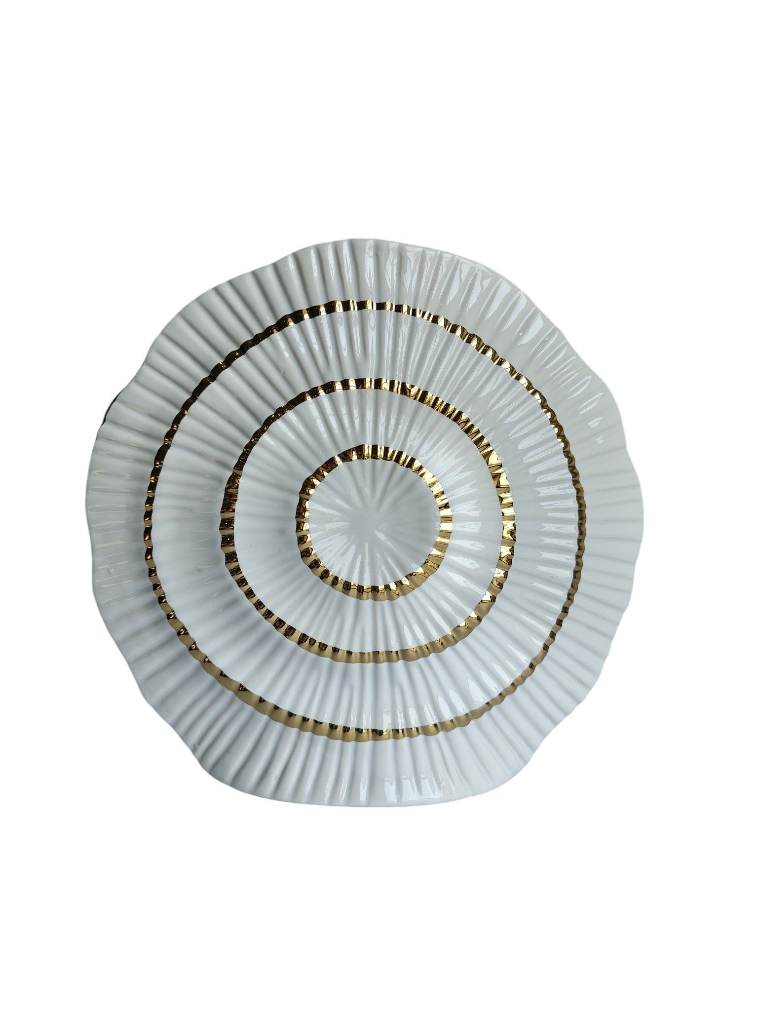 Sun Mun Decors White & Golden Shell Shaped Vase