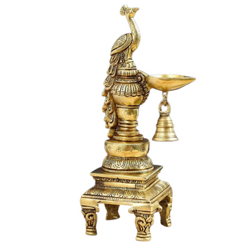 CraftVatika Brass Peacock Decorative Diya For Decoration - Dista