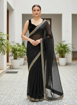 Thumbnail for Joban Fashion Black Soft twill Net Party Wear Sarees - Distacart