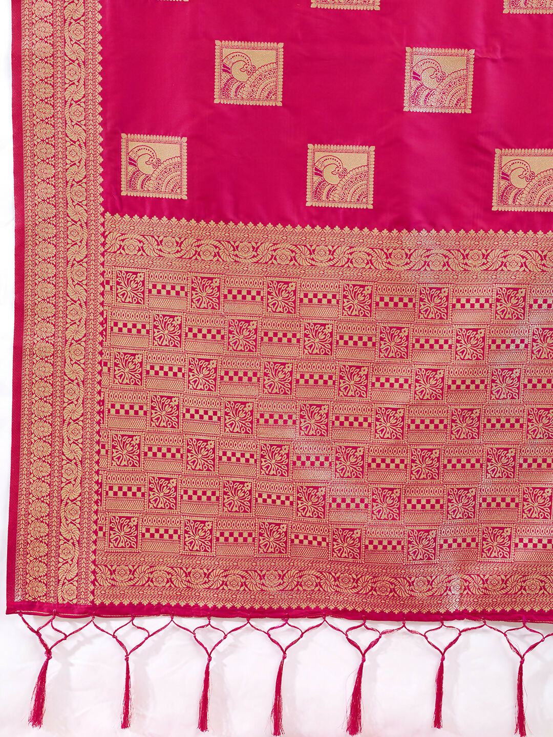 Shree Shyam Fashion Magenta Silk Blend Saree - Distacart