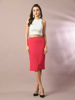 Thumbnail for Myshka Women's Pink Solid Knee Length Party Embellished Skirts - Distacart