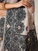 Thumbnail for Astita Linen Cotton Black & Cream Saree