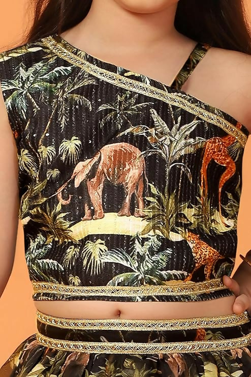 Joban Fashion Girl's Black Color Lehenga Choli