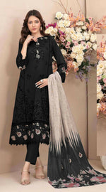 Thumbnail for Anaita Black Cambric Cotton Stitched Suit with Embroidery & Sequence Work - Distacart