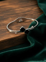 Thumbnail for NVR Women Silver Plated Black Cuff Bracelet - Distacart