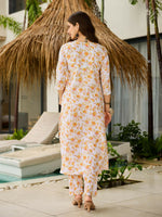Thumbnail for The52 Yellow Women's Beautiful Printed Silk Blend Fabric with Straight Kurta, Pant and Dupatta Set - Distacart