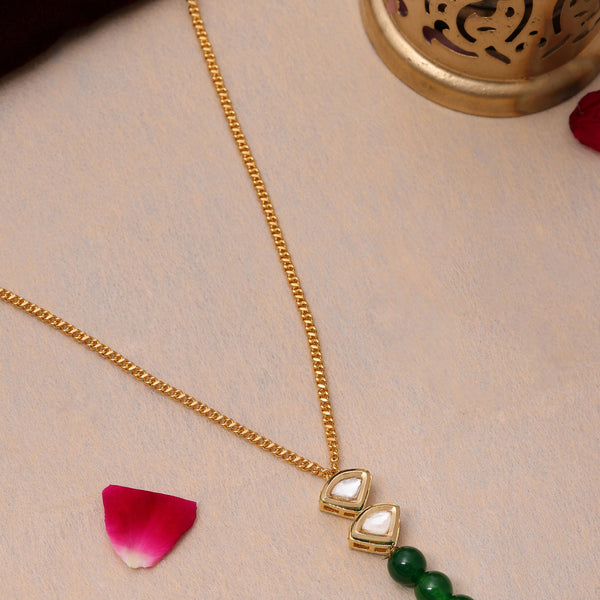 Ruby Raang Green Aventurine Kundan Necklace - Distacart