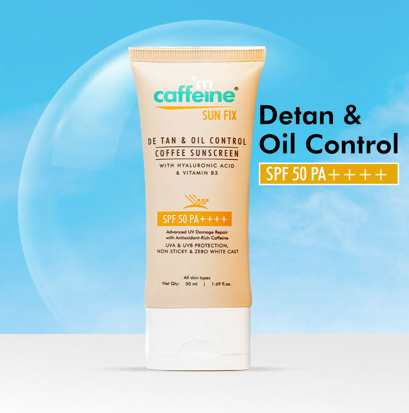 mCaffeine Sun Fix Detan & Oil Control Coffee Sunscreen SPF 50 PA++++, Lightweight & No White Cast - Distacart