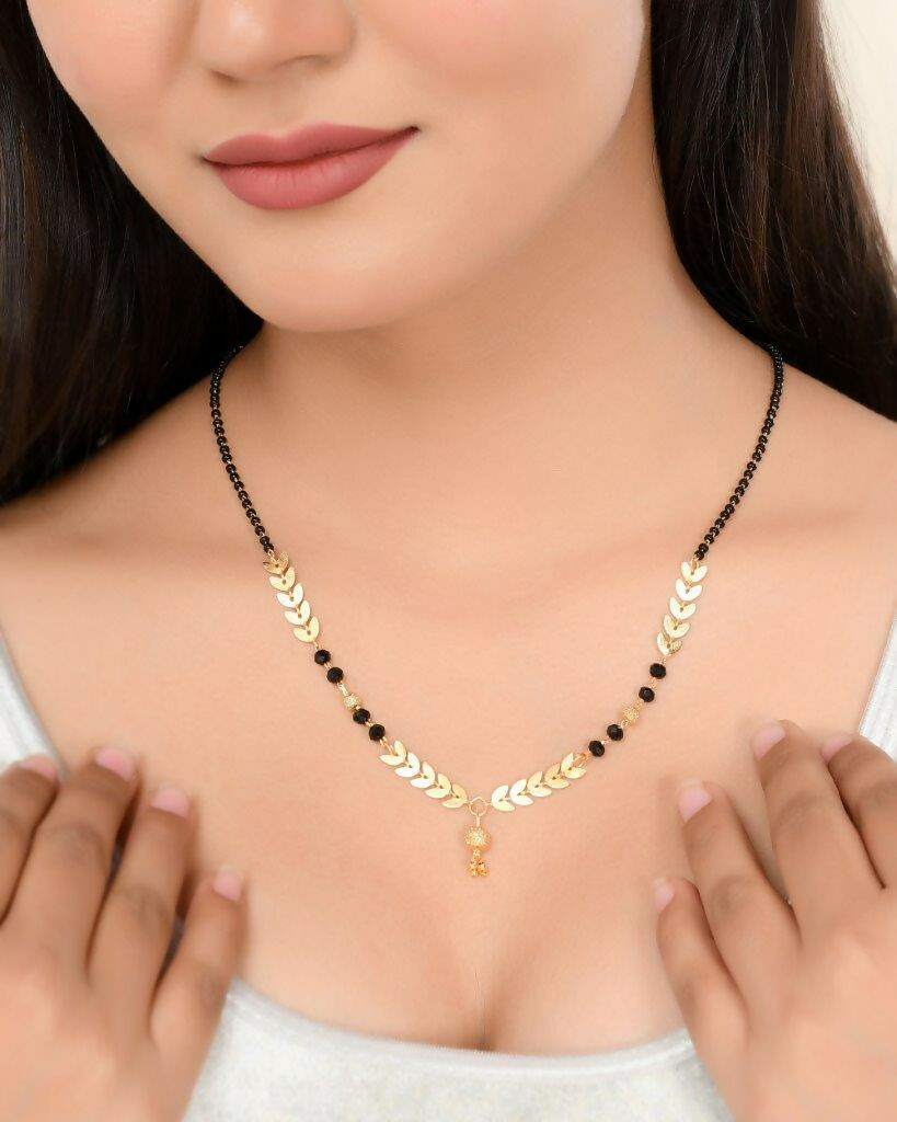 VOJ Gold Plated Leaf Design Beaded Chain Mangalsutra - Distacart
