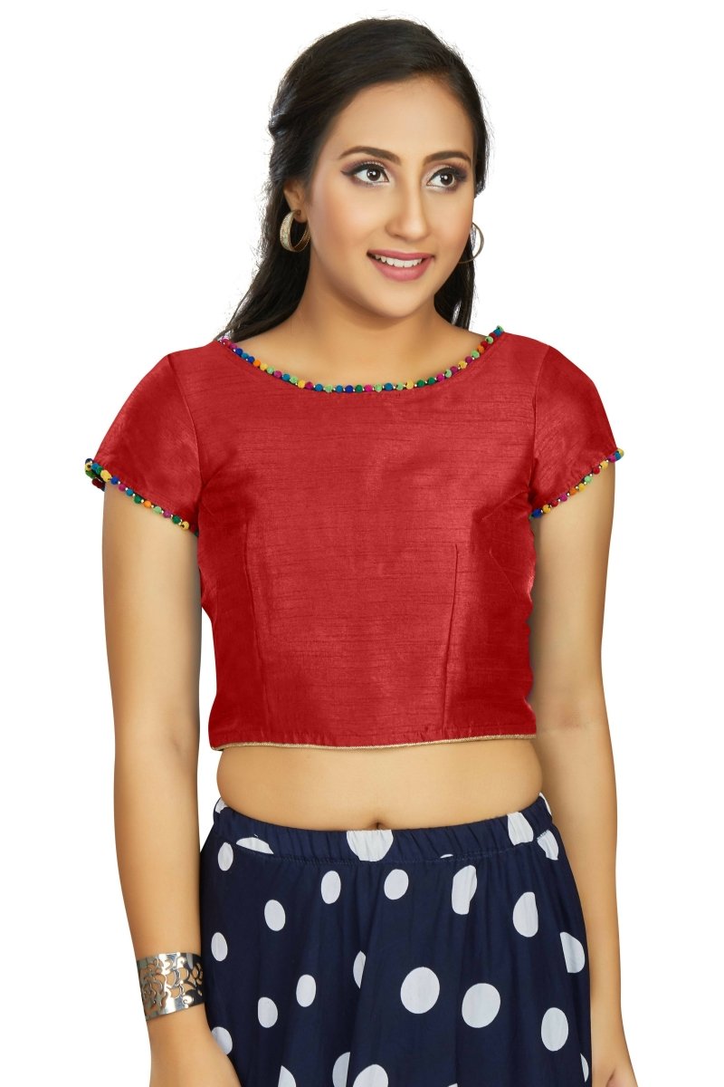 Aastha Fashion Women's Red Art Silk Designer Party Wear Readymade Blouse - Distacart