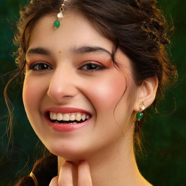 Ruby Raang Maang Tikka And Earrings Set