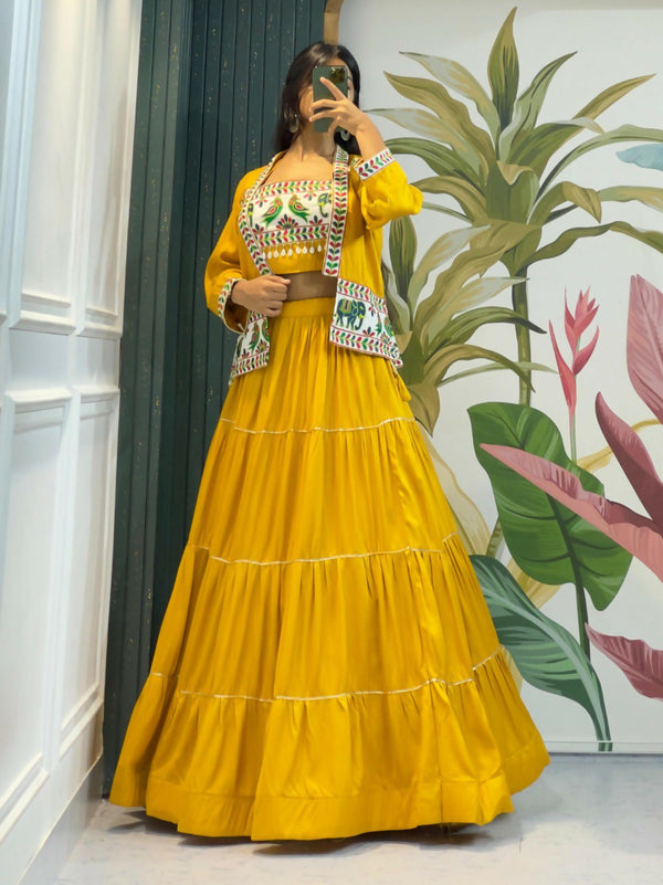 Preksha Creation Rayon Cotton Fabric Women Lehenga Choli - Yellow - Distacart