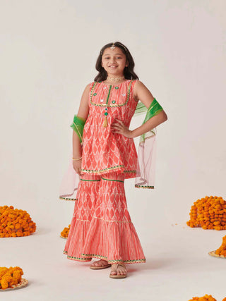 Joban Fashion Girl's Peach Color Sharara Set