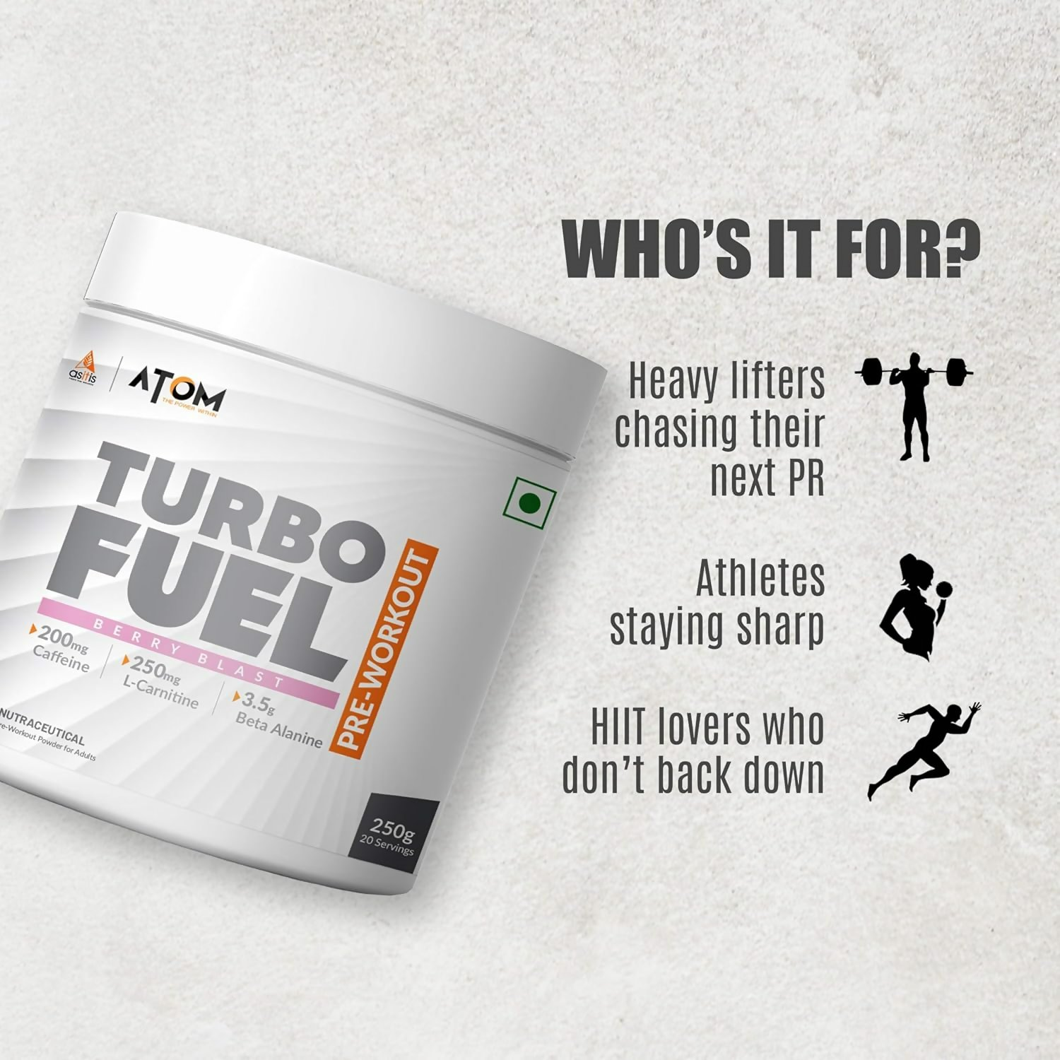 As-It-Is Atom Turbo Fuel Pre-Workout Formula Berry Blast Flavour