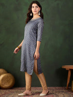 Thumbnail for Sangria Embroidered Straight Kurta - Distacart