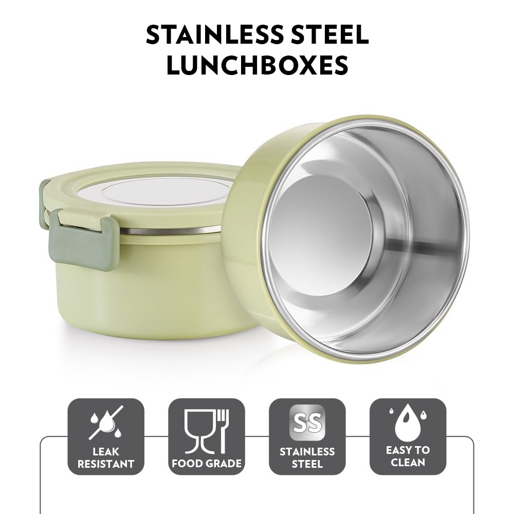Borosil Glory Green Stainless Steel Lunchbox with Bag - Dista